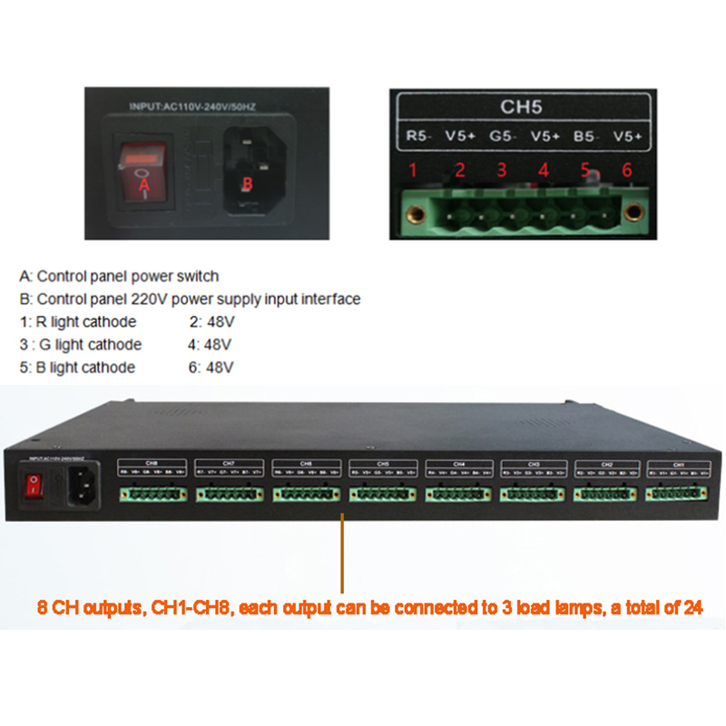 DMX103 DC48V DMX Multi-channel Constant Current Output Decoder, 24 Channel LED Controller DMX103 DC48V DMX Multi-channel Constant Current Output Decoder, 24 Channel LED Controller